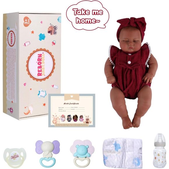 Reborn Baby Dolls Black 20 Inch Lifelike Soft Body Realistic Newborn Baby Doll - Picture 7 of 8